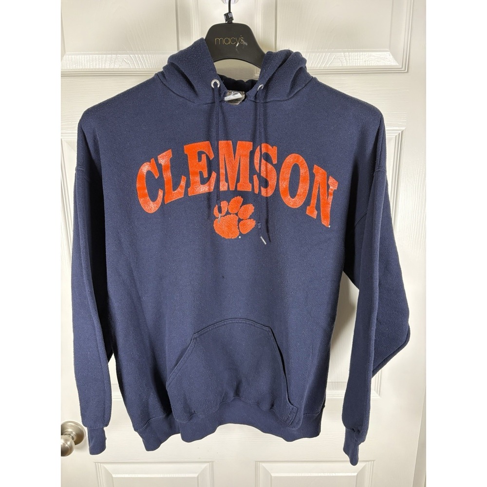 Vintage Clemson Tigers Hoodie Sweatshirt Mens XL Navy Blue TNT Made In USA 90s
